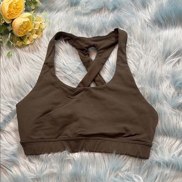 Lululemon Olive Brown Time To Sweat Luxtreme Bra sz 4 - Picture 1 of 8